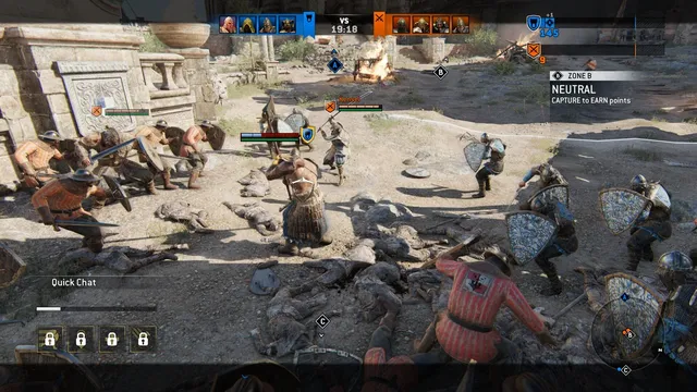 For Honor gameplay showing knights in directional combat