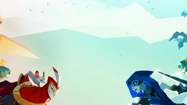 Gigantic Rampage Edition hero lineup with both Guardians clashing in the background