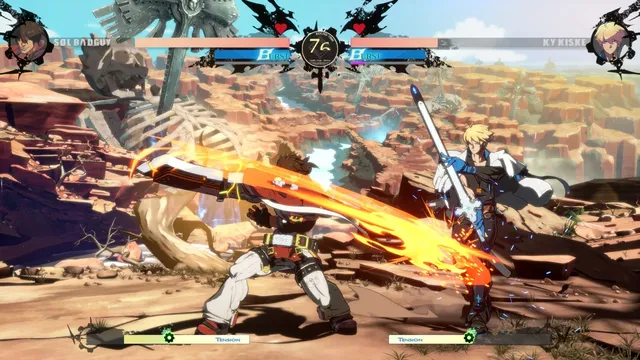 Guilty Gear Strive — Sol Badguy clashes with Ky Kiske, showcasing rollback netcode in action